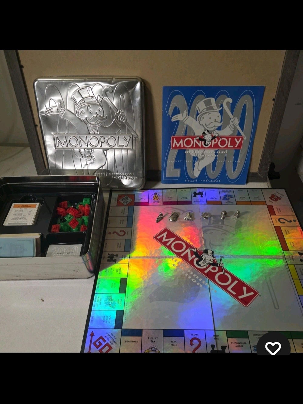 Monopoly 2000 Collector's Edition Game Board -  Holographic In Metal Tin